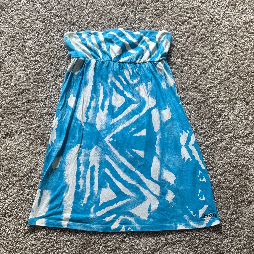 Billabong Blue and White Strap or Strapless Dress - Size M